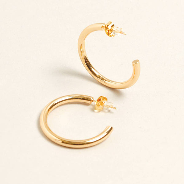 S-14K Gold Dipped Post Hoop Earrings