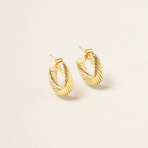 XS-14K Gold Dipped Textured Hoop Earrings