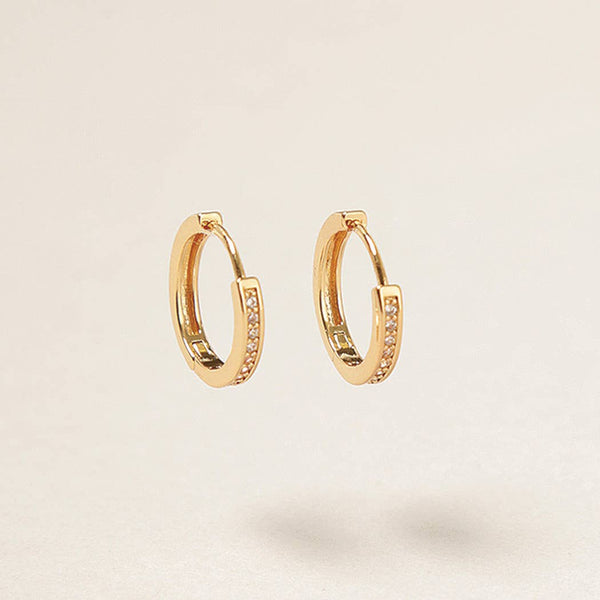 14K Gold Dipped Cubic Zirconia Hoop Earrings