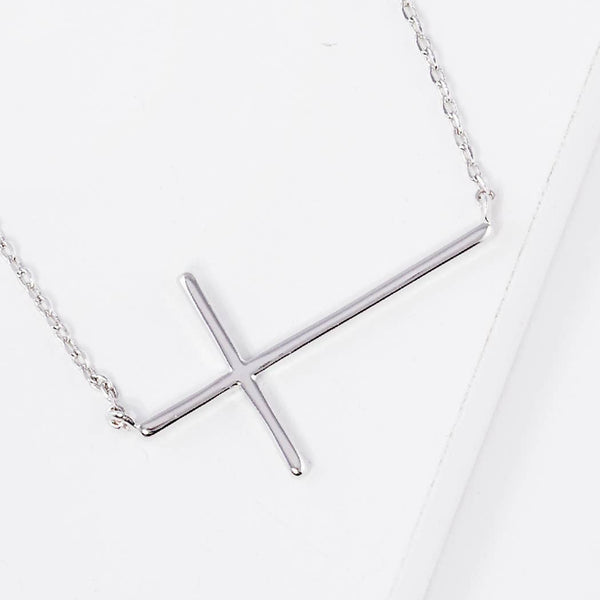 Gold-Dipped Side Cross Necklace