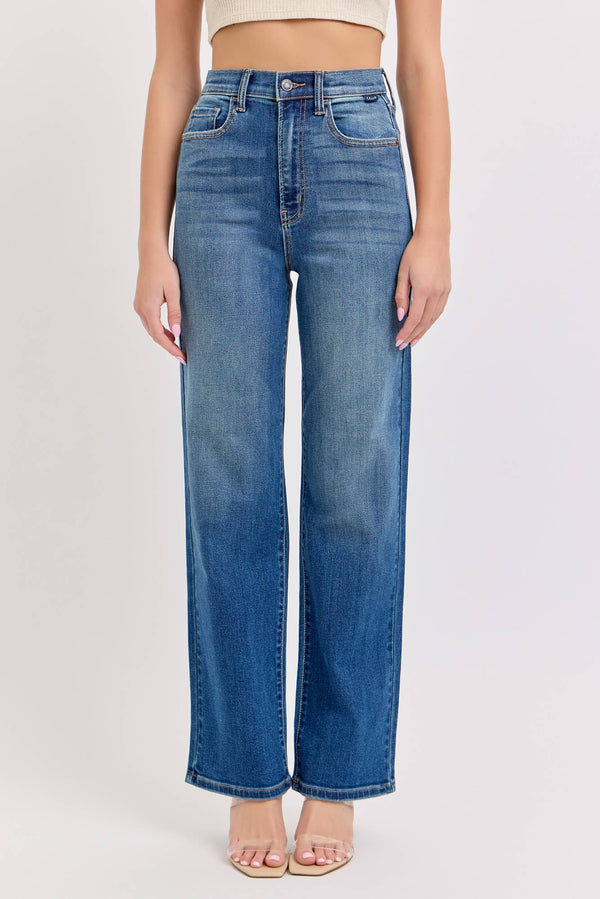WV19195RS-DK1 Super High Rise Dad Jean Dark Wash