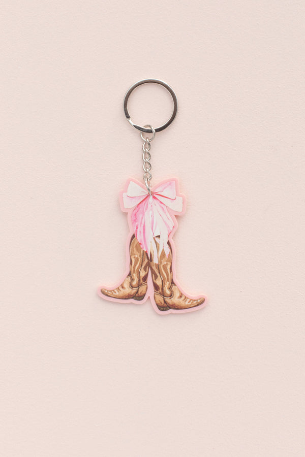 Western Coquette Bow Boots Key Chain