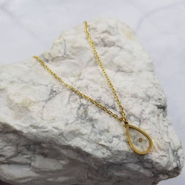Mustard Seed Teardrop Pendant Necklace