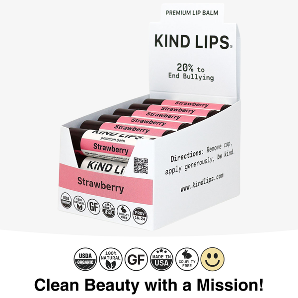 Strawberry Organic Lip Balm - 12 Tube Display Open Pack