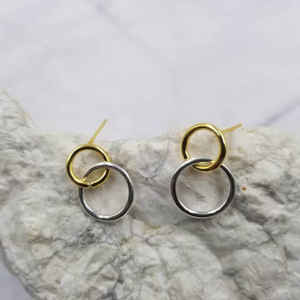 Links of Love Linked Circles Earrings - Gold Silver