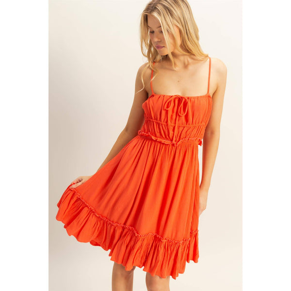 HF25A284-Spaghetti Strap Swing Mini Dress